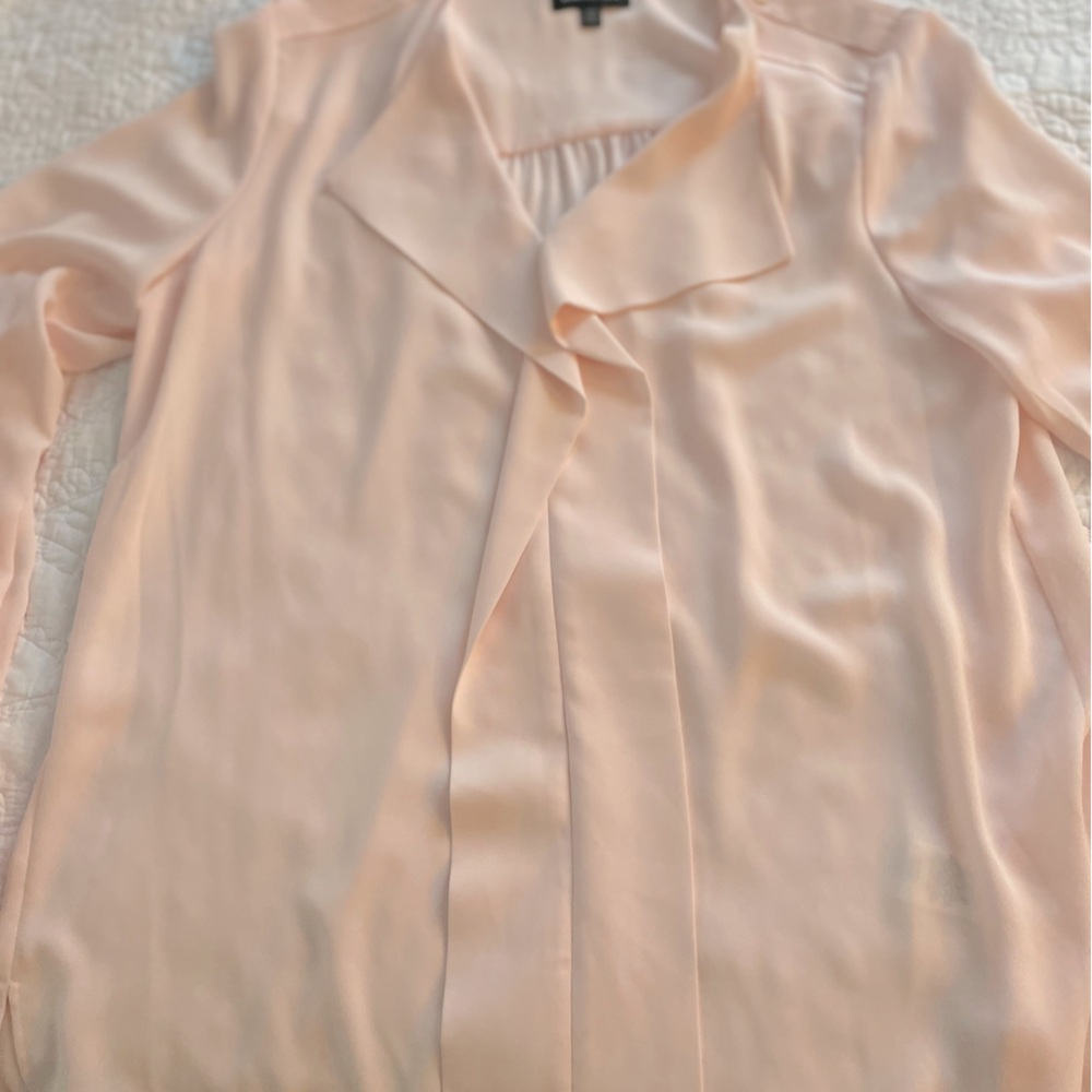 Long sleeve pale pink blouse with wide collar